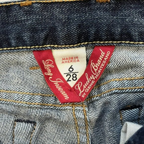 Lucky Brand Size 6/28 Tall Blue Victory Madeline Boot Cut Denim Jeans USA Made - Picture 5 of 15